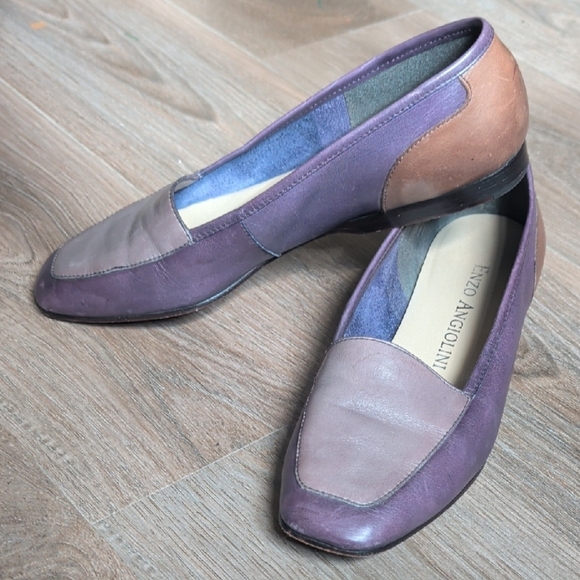 Enzo Angiolini Shoes - Vintage Enzo Angiolini Liberty Leather Loafers - Purple, Light Purple, Brown
